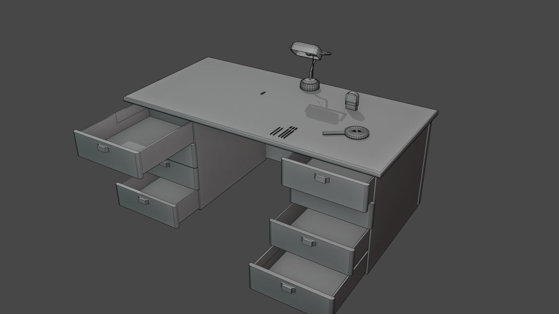 Pack  table with objects - low poly Low-poly 3D model_5