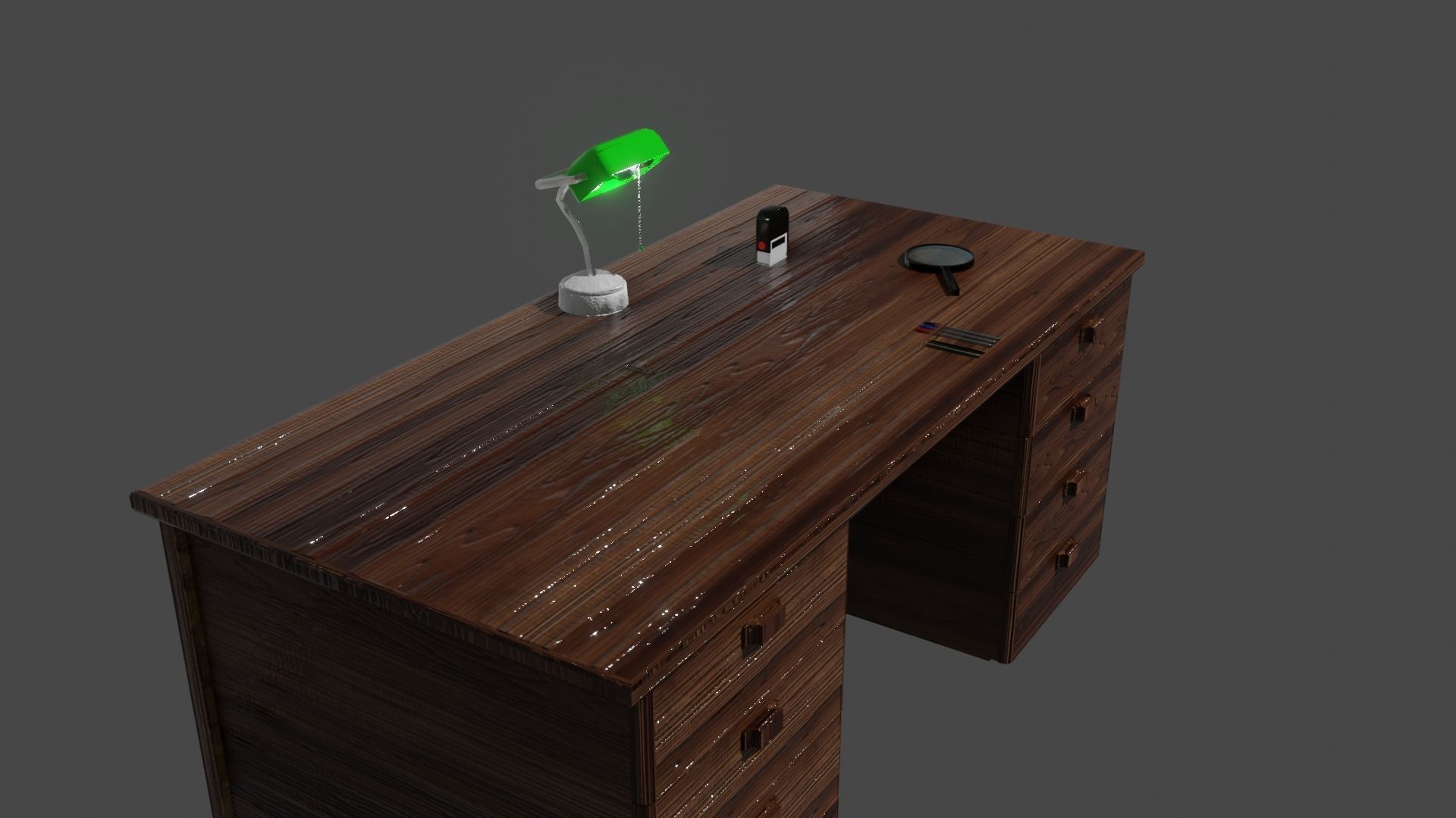 Pack  table with objects - low poly Low-poly 3D model_1