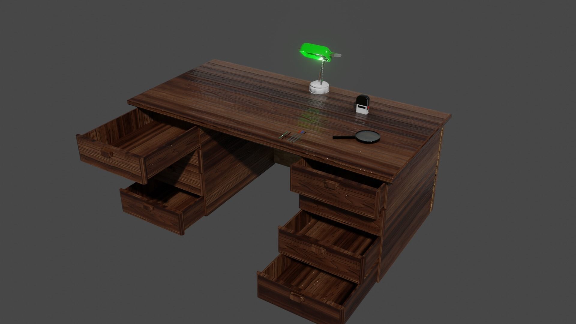 Pack  table with objects - low poly Low-poly 3D model_4