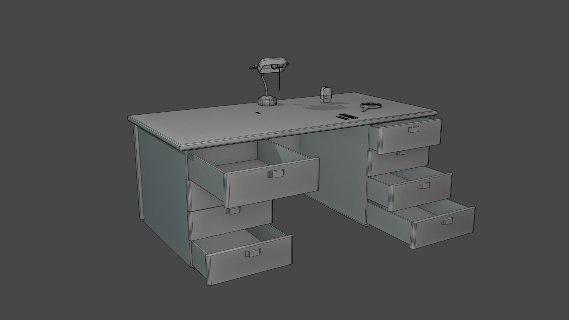 Pack  table with objects - low poly Low-poly 3D model_6