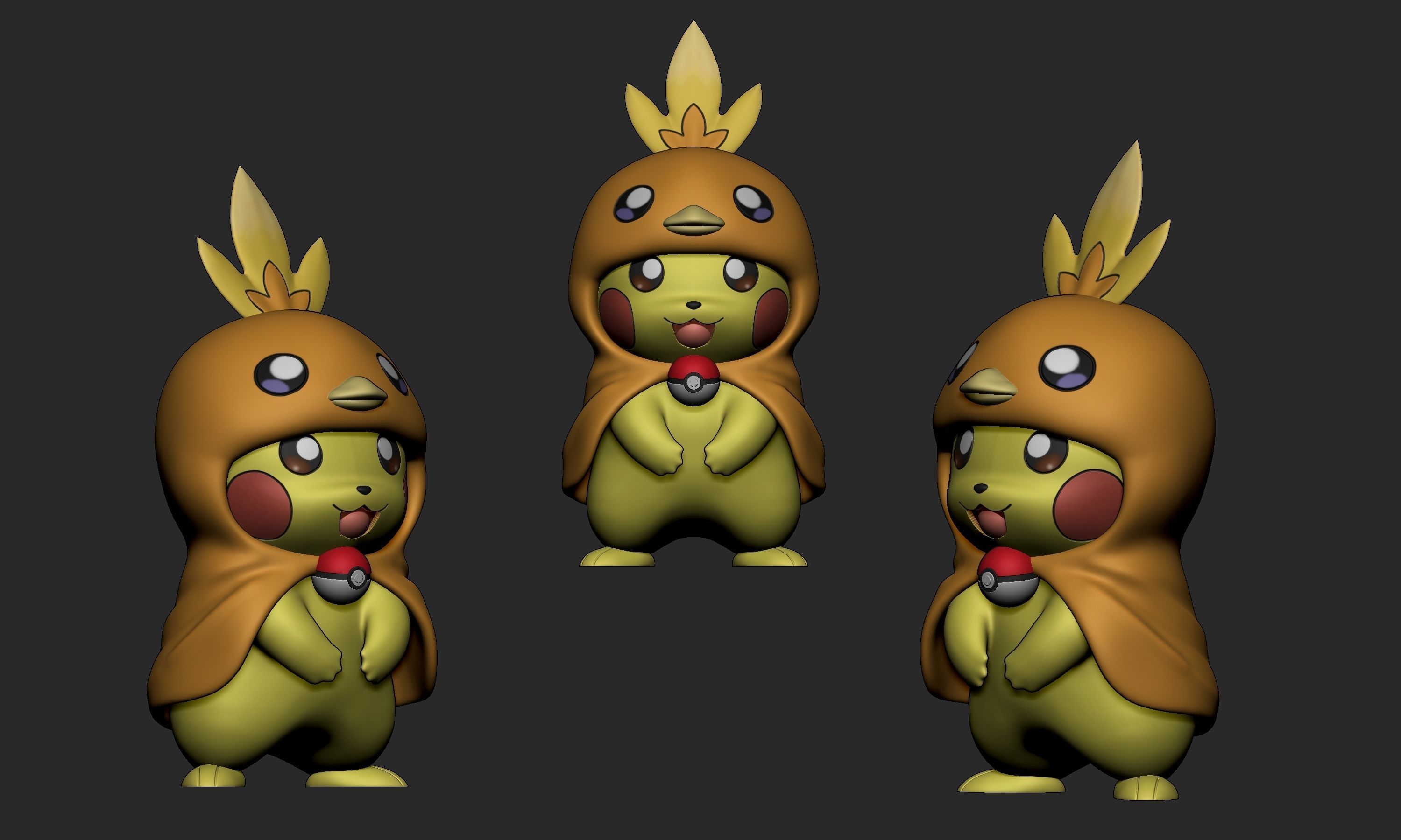 Pokemon - Pikachu Torchic Cosplay Free 3D print model_2