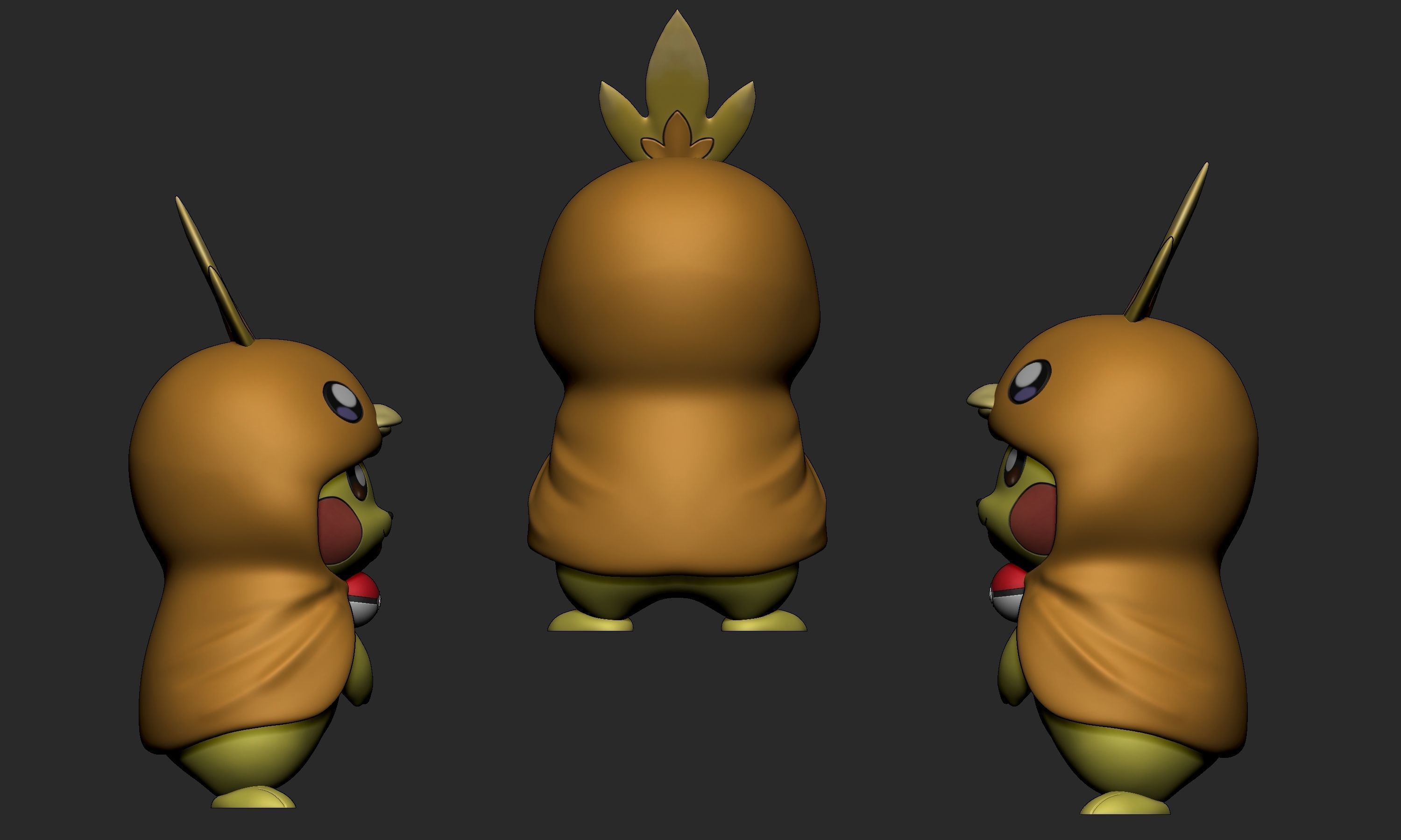 Pokemon - Pikachu Torchic Cosplay Free 3D print model_3