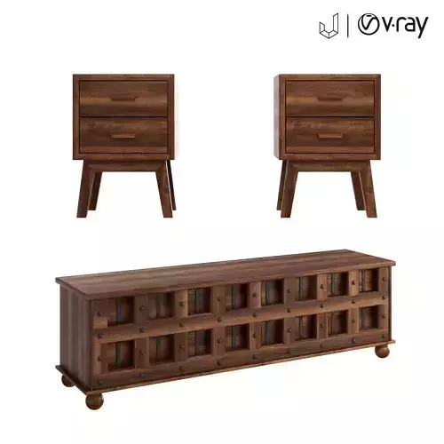 Vintage trunk and bedside