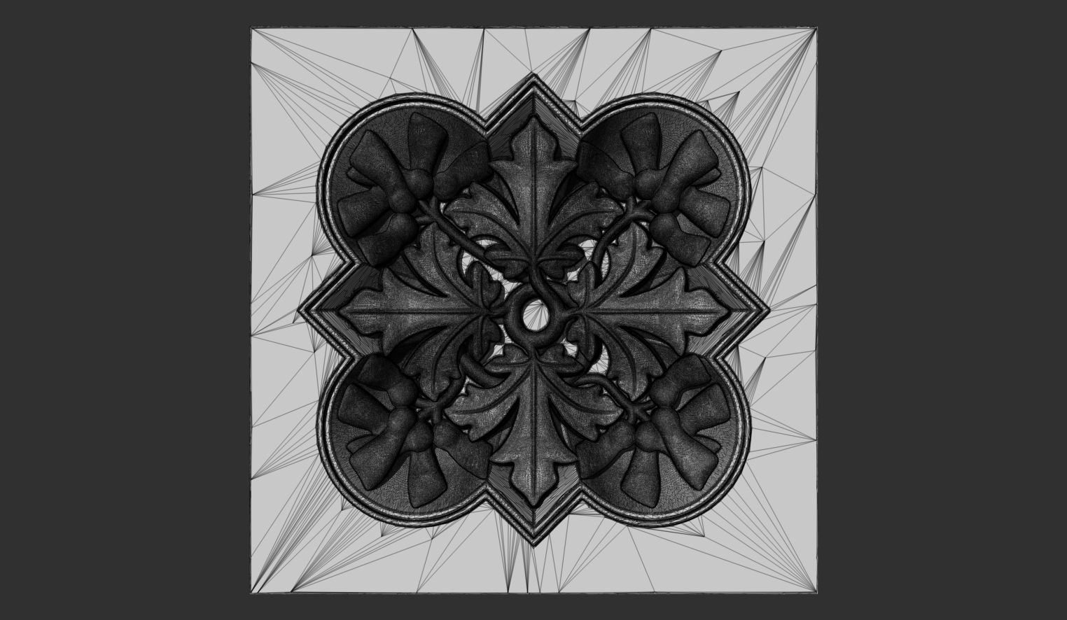 Decoration with framed maple leaves and seeds 3D model_9