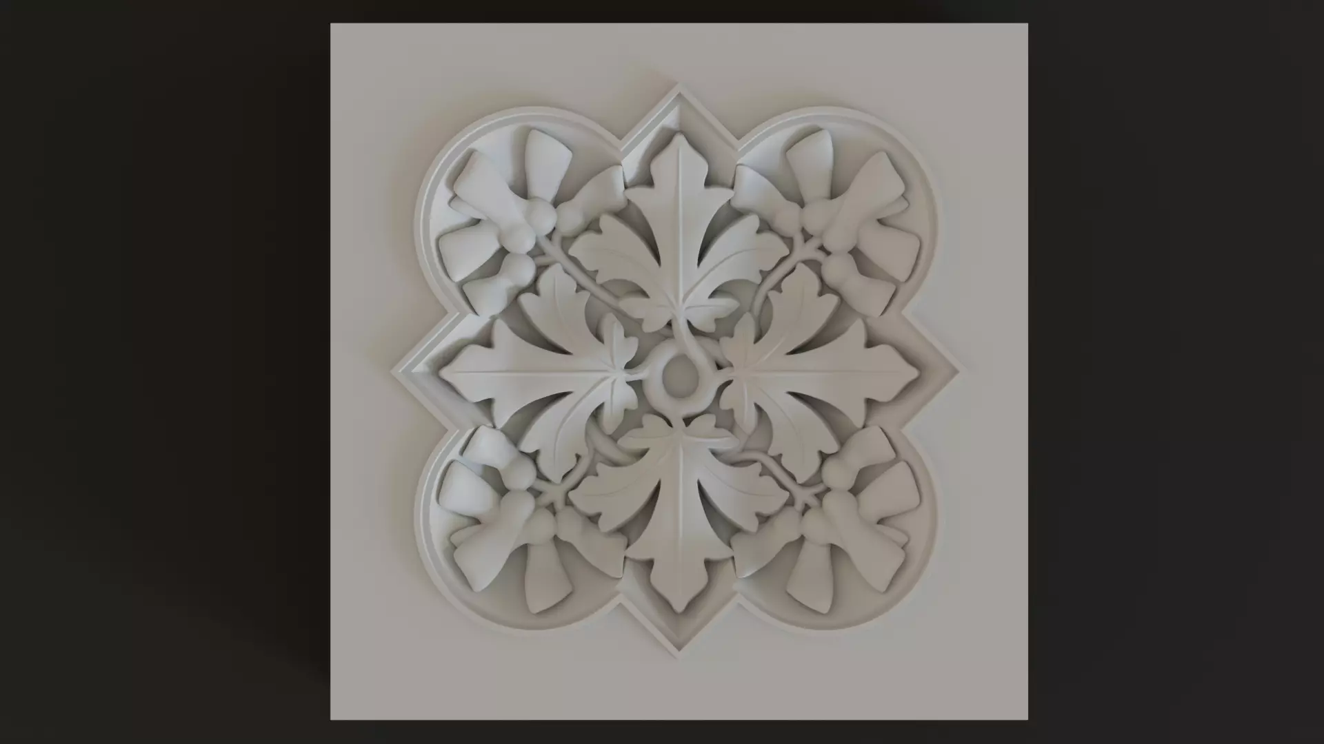 Decoration with framed maple leaves and seeds 3D model_0