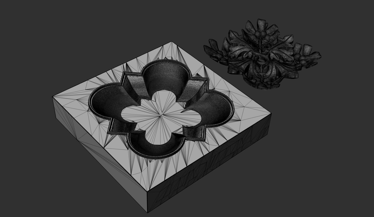 Decoration with framed maple leaves and seeds 3D model_16