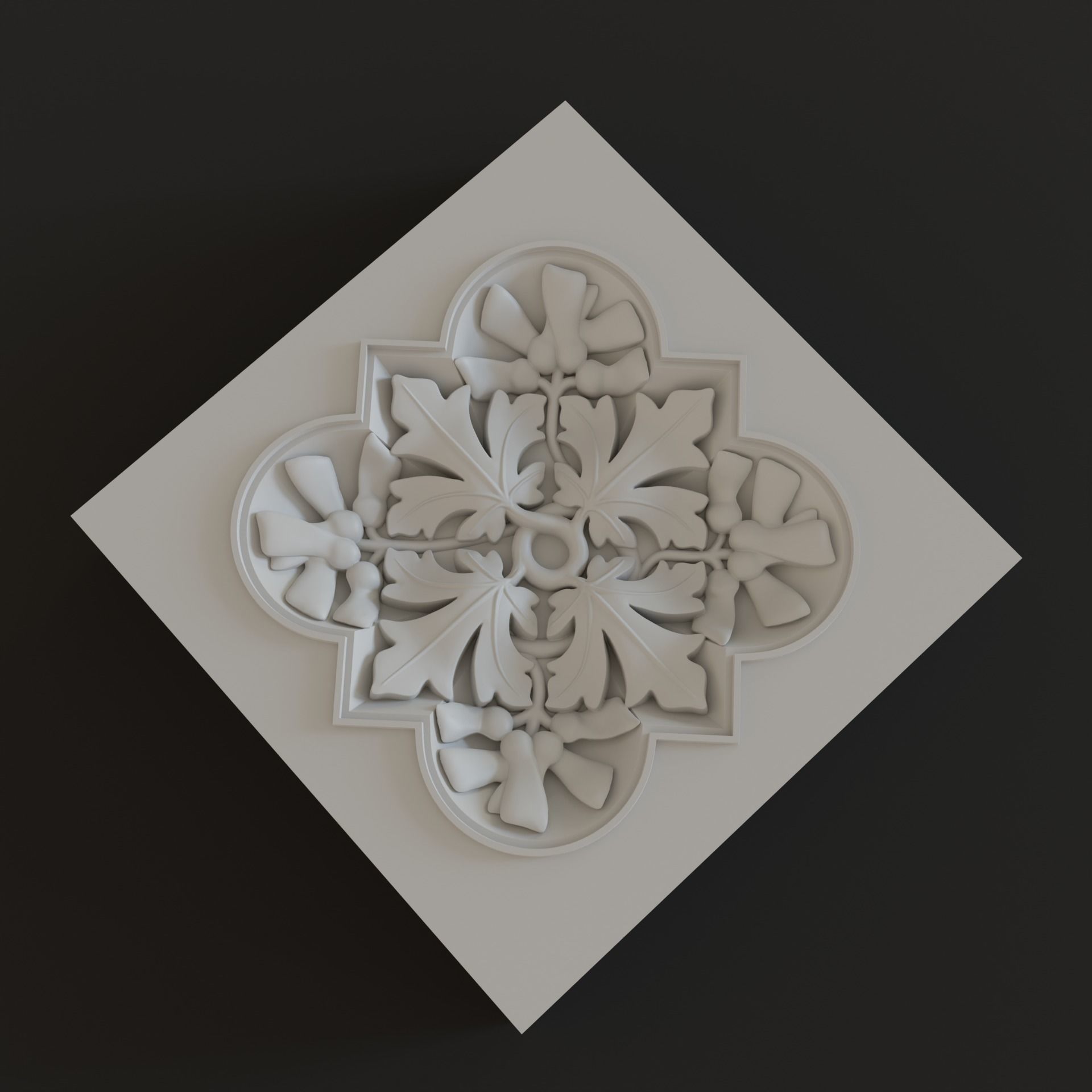 Decoration with framed maple leaves and seeds 3D model_2