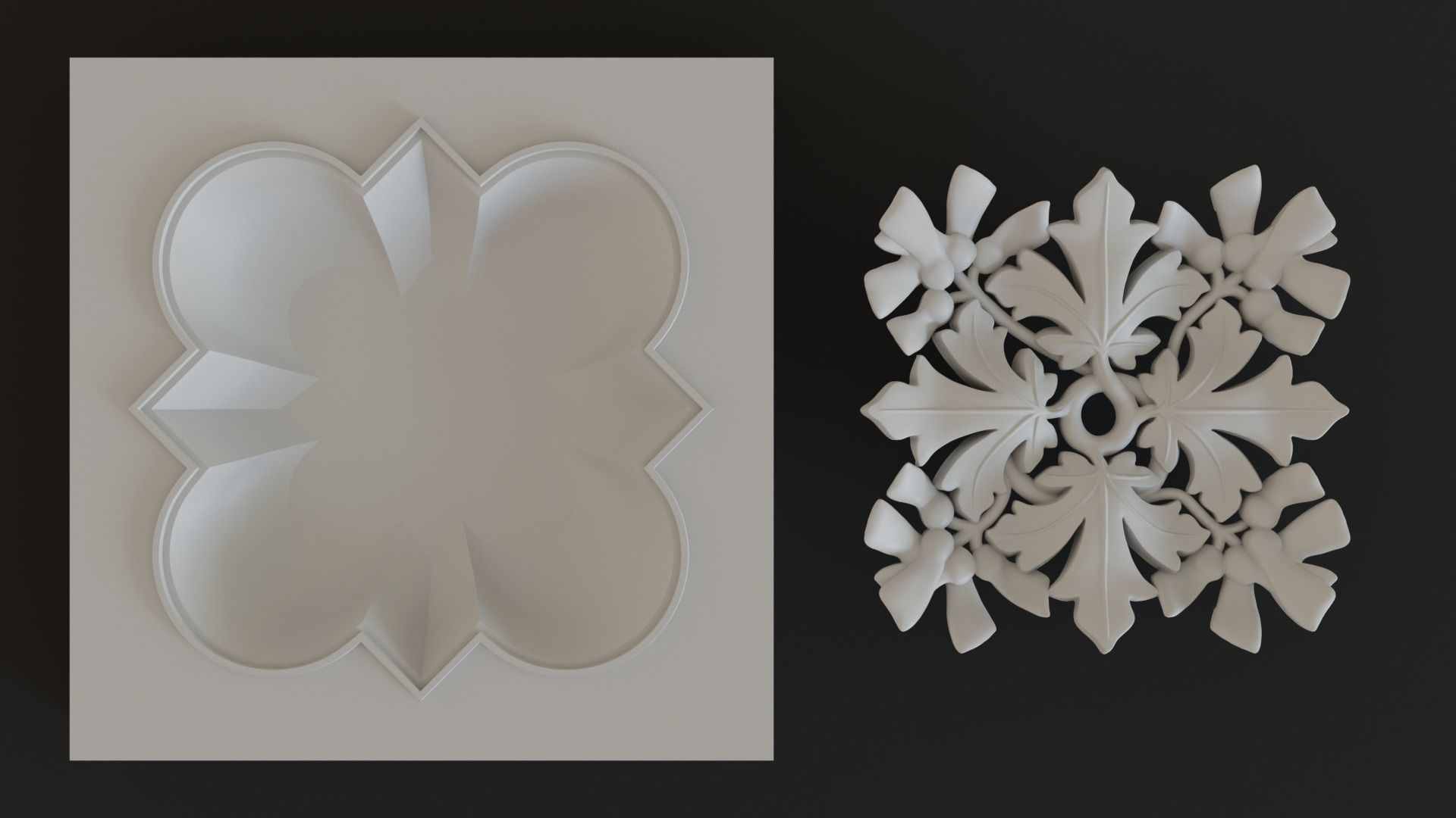 Decoration with framed maple leaves and seeds 3D model_4