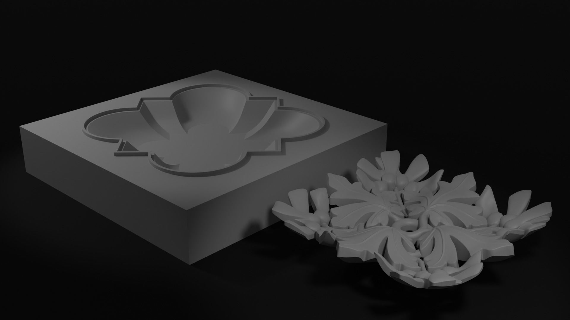 Decoration with framed maple leaves and seeds 3D model_6