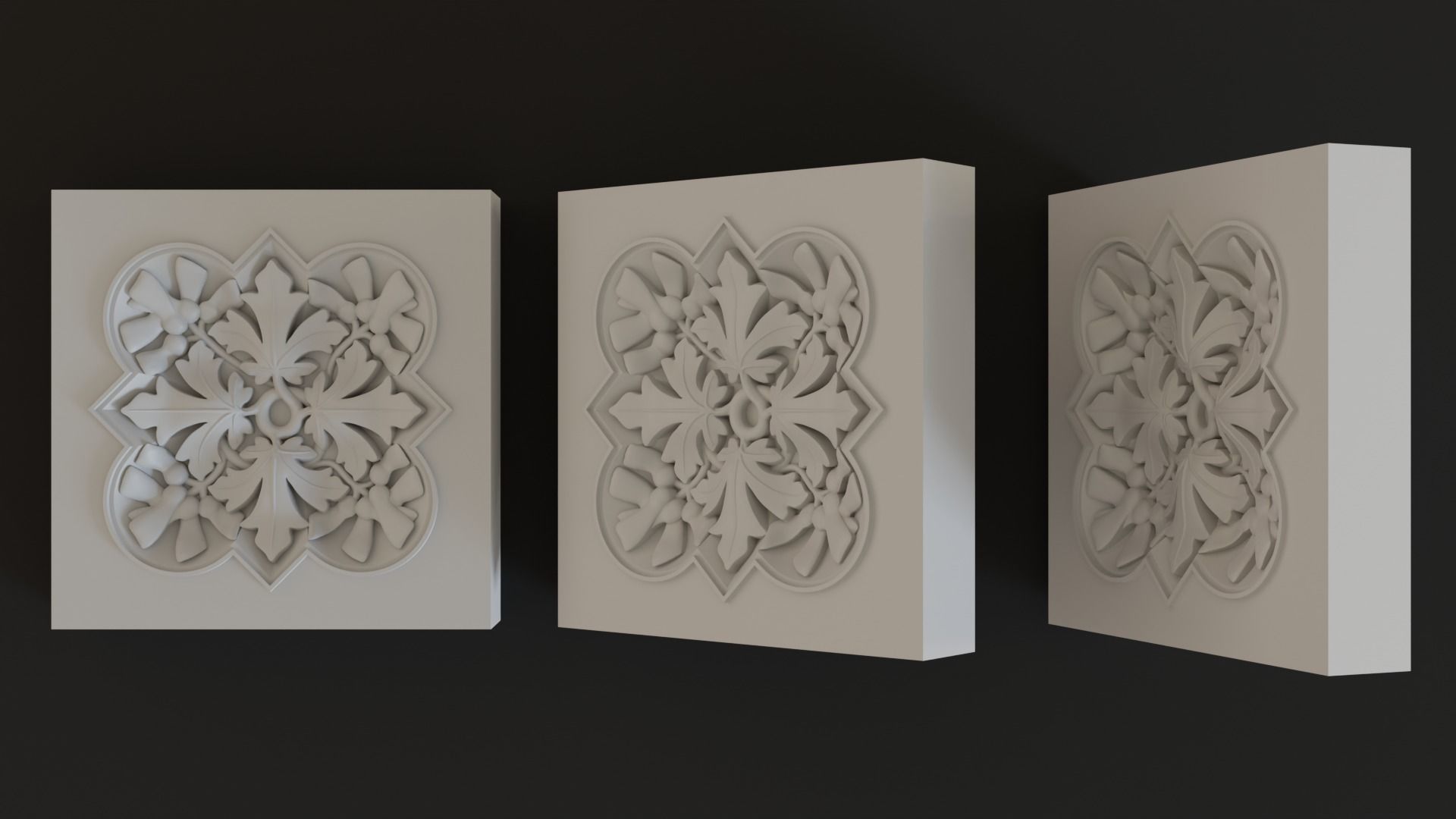 Decoration with framed maple leaves and seeds 3D model_3