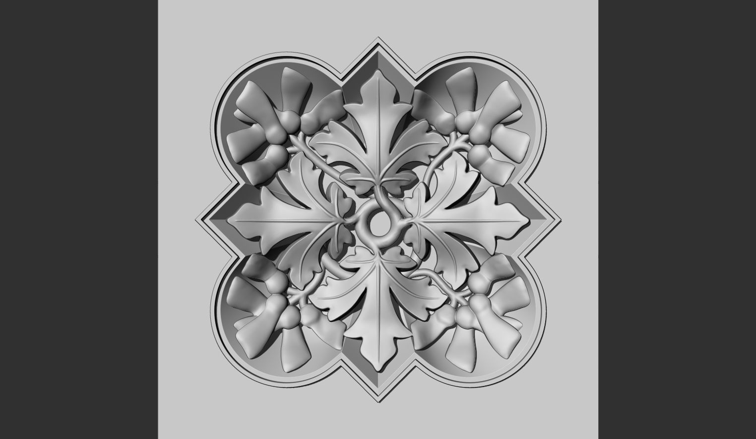 Decoration with framed maple leaves and seeds 3D model_7