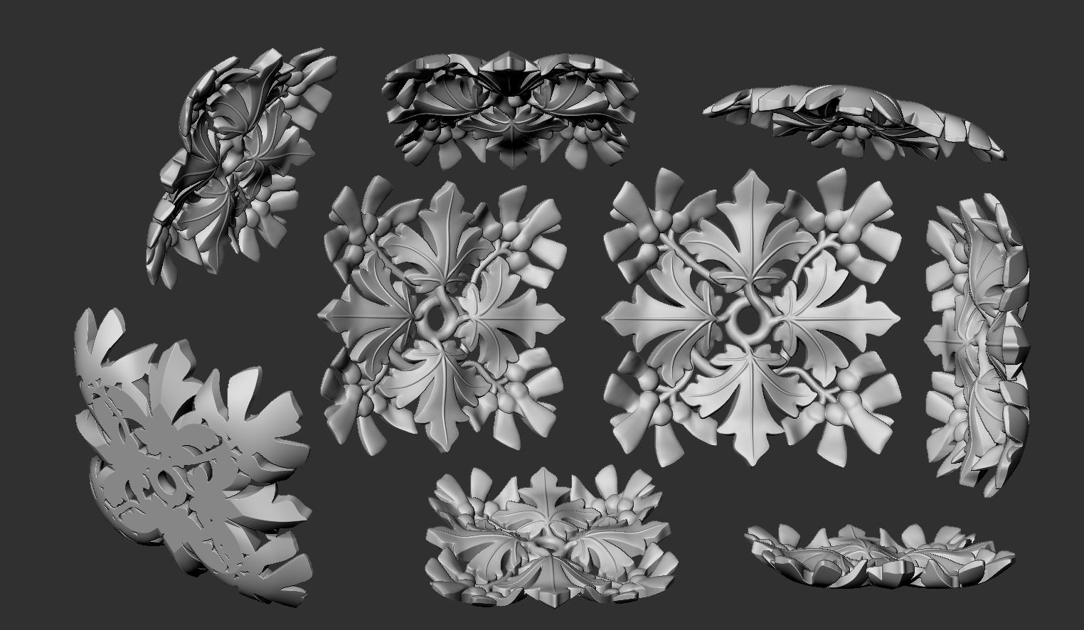 Decoration with framed maple leaves and seeds 3D model_18