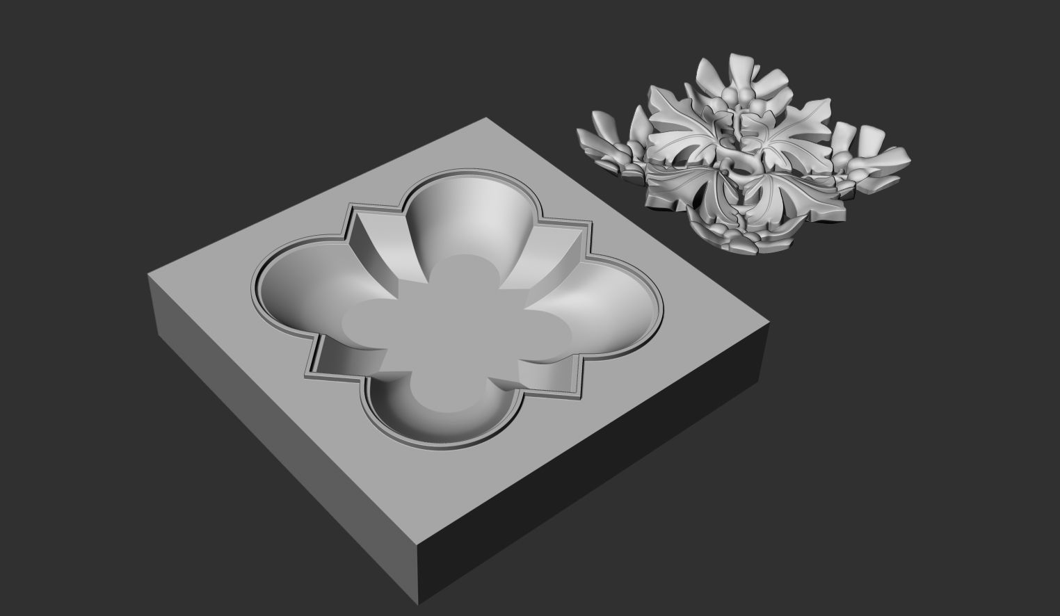 Decoration with framed maple leaves and seeds 3D model_15