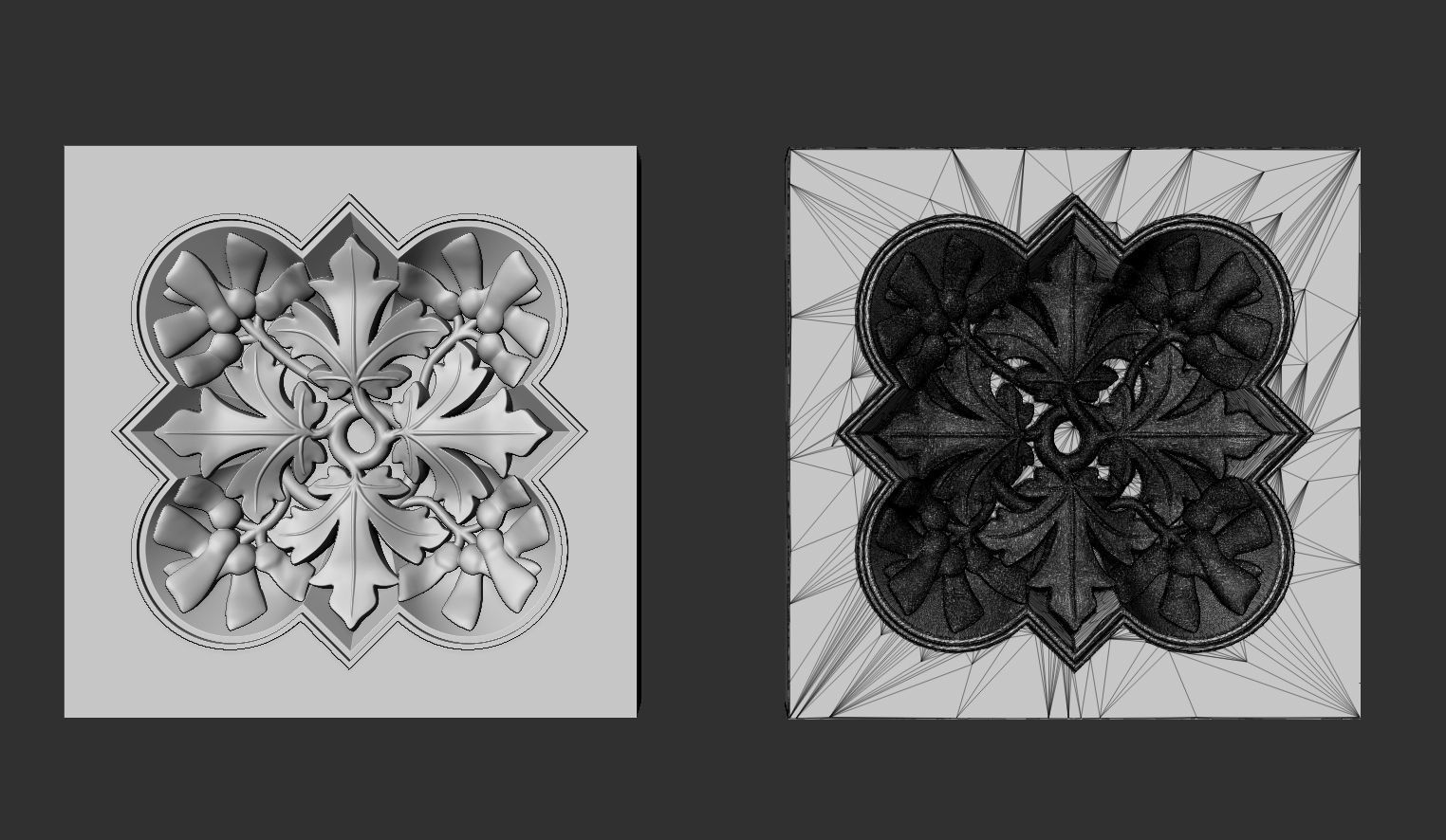 Decoration with framed maple leaves and seeds 3D model_8