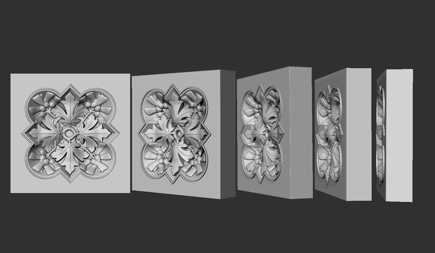 Decoration with framed maple leaves and seeds 3D model_10