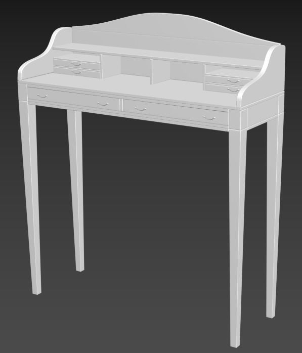 Piano Shaped Table 3D model_8