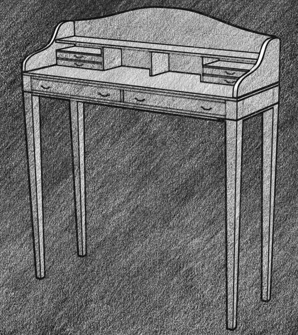 Piano Shaped Table 3D model_7