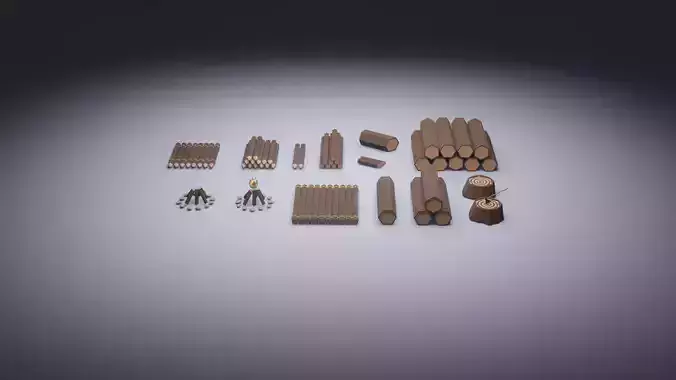 Low Poly Wood Assets Low-poly 3D model