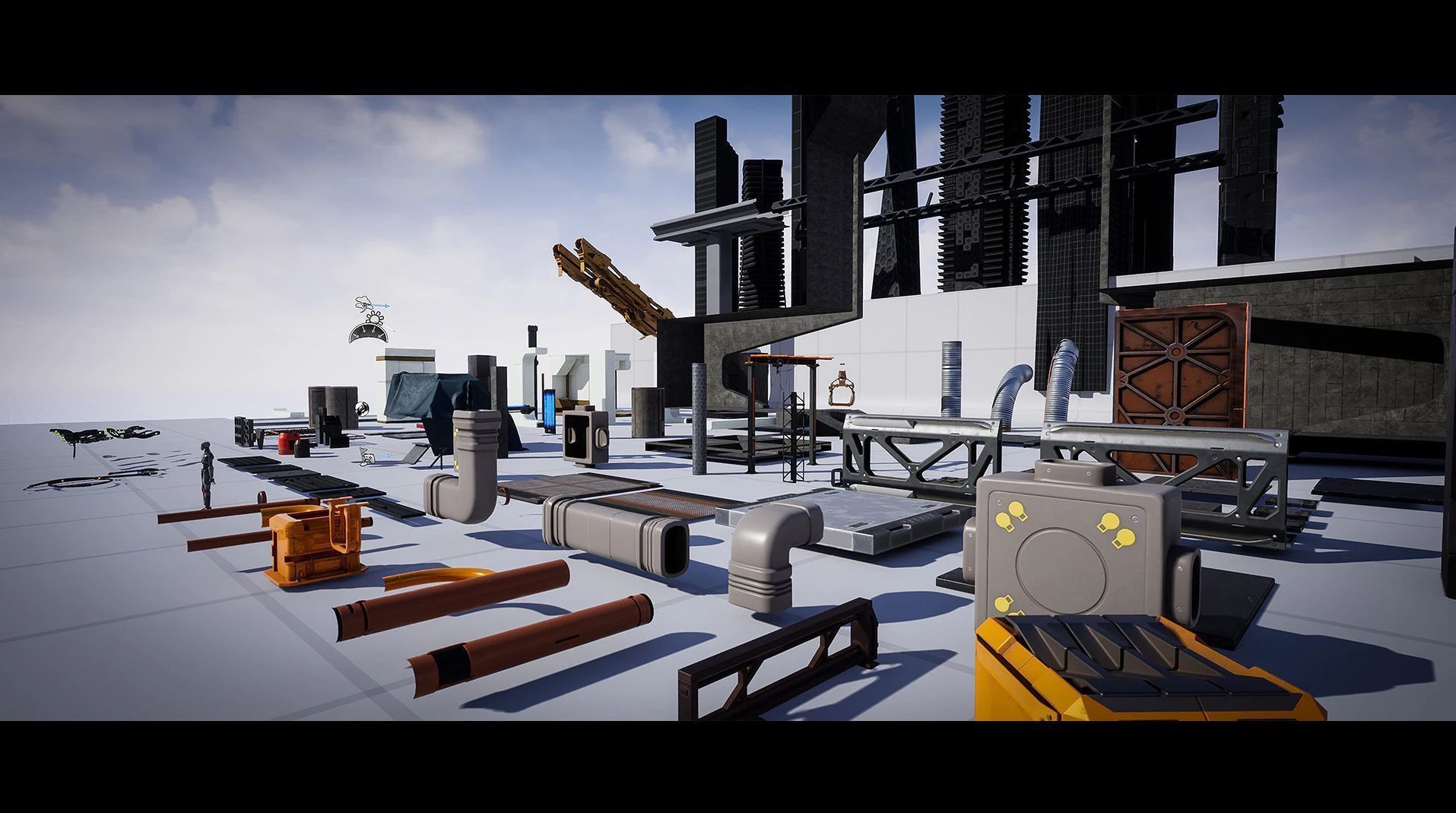 SciFi Level Hangar And Corridor Kit - UE Low-poly 3D model_4