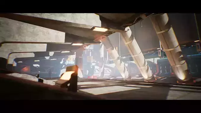 SciFi Level Hangar And Corridor Kit - UE Low-poly 3D model