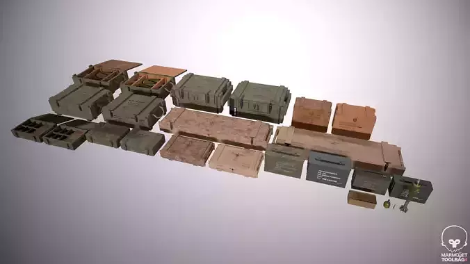 Realistic Military Ammo Boxes - Premium 3D Models Low-poly 3D model