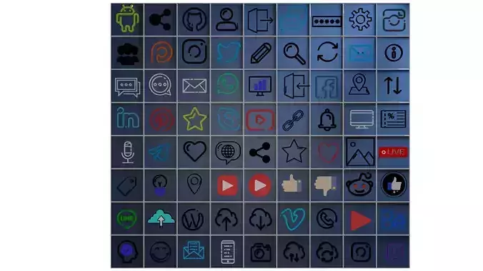 Icon Pack 1 - Icons for Web - Multimedia Low-poly 3D model