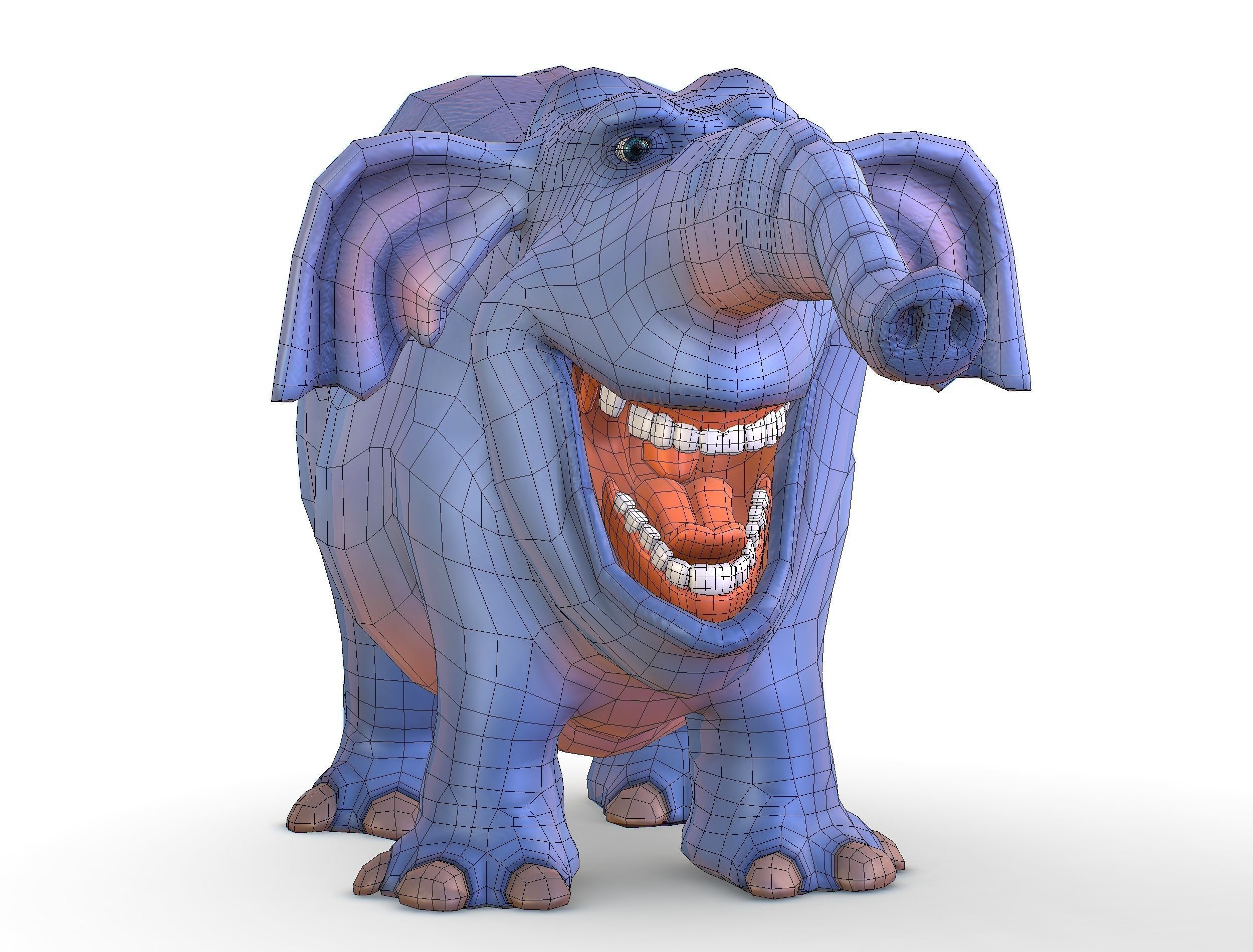 Subdivision Cartoon Animal Mammal Elephant - Maya file included 3D model_19