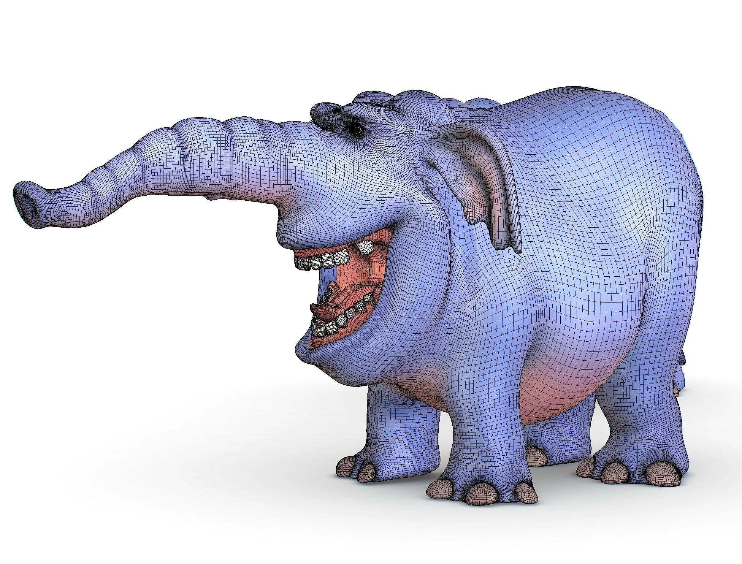 Subdivision Cartoon Animal Mammal Elephant - Maya file included 3D model_16