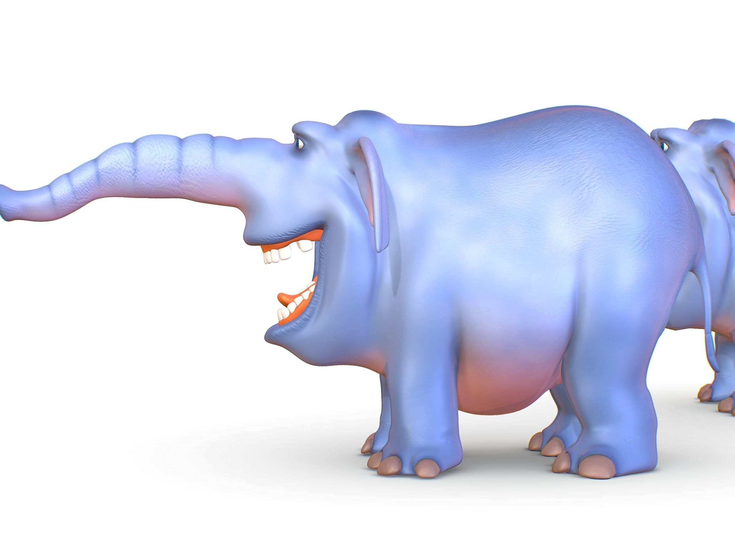 Subdivision Cartoon Animal Mammal Elephant - Maya file included 3D model_7