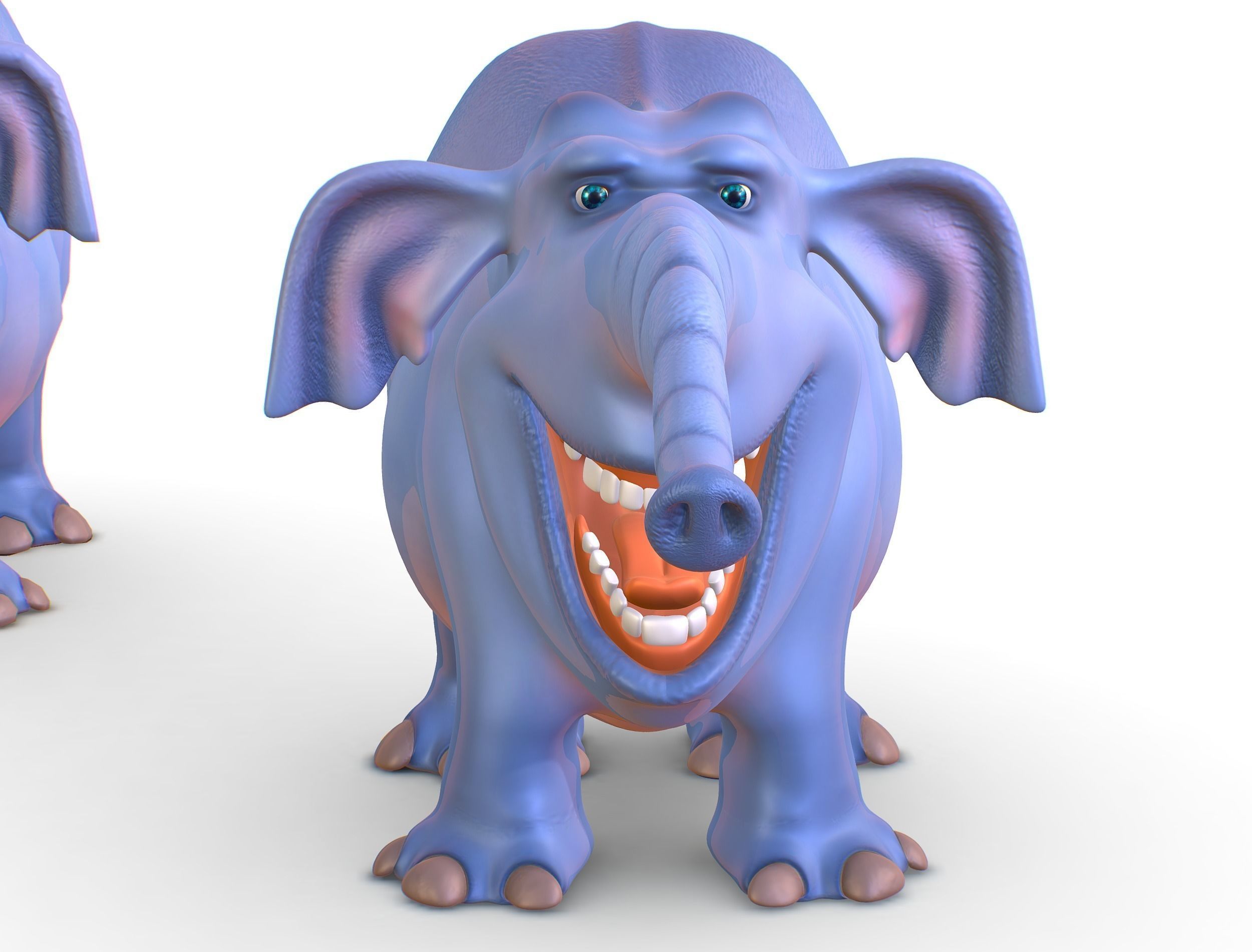 Subdivision Cartoon Animal Mammal Elephant - Maya file included 3D model_2