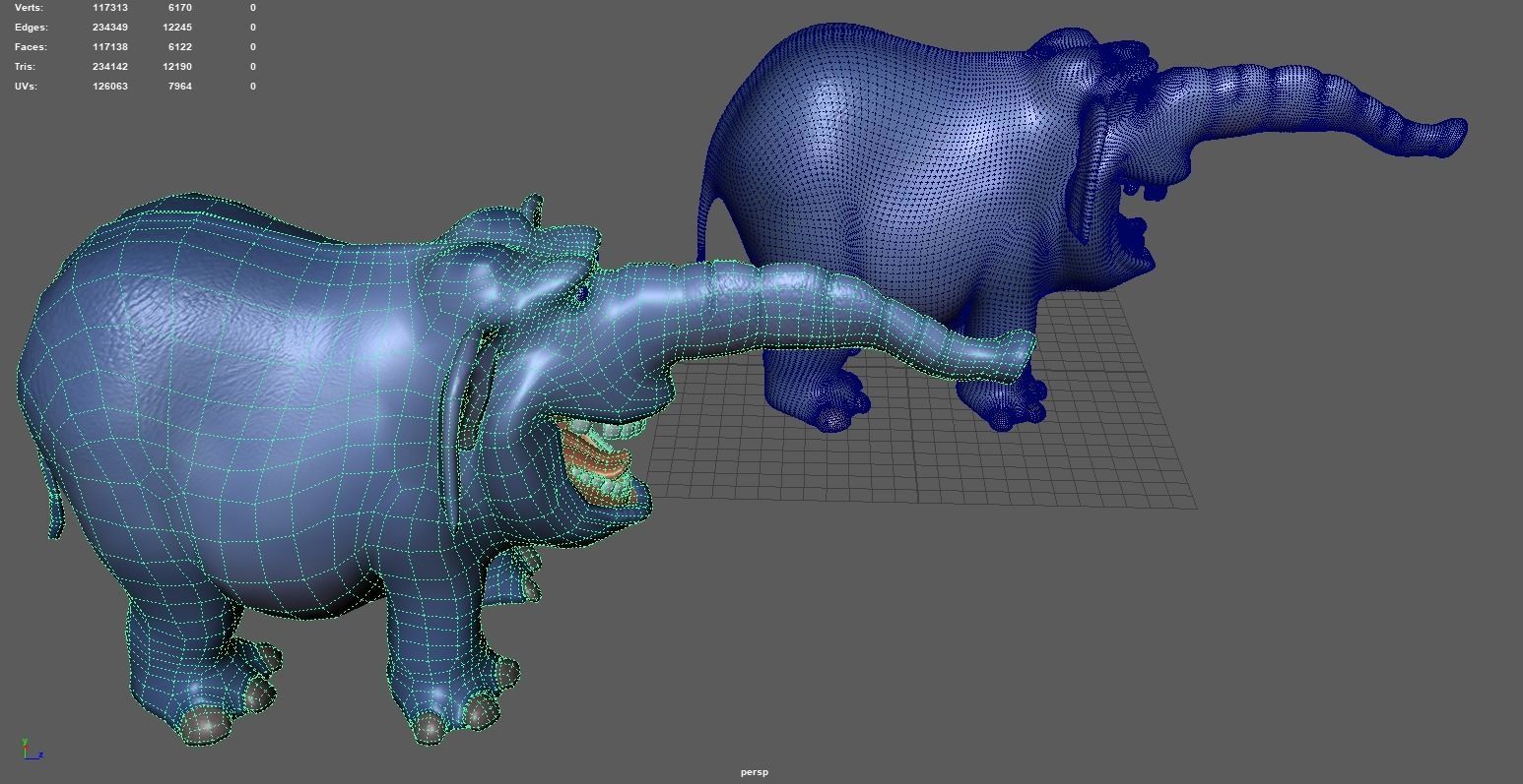 Subdivision Cartoon Animal Mammal Elephant - Maya file included 3D model_21