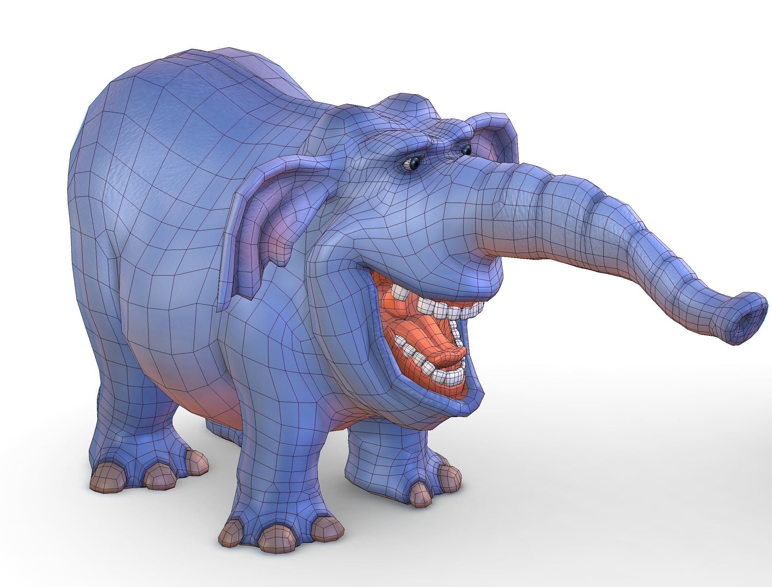 Subdivision Cartoon Animal Mammal Elephant - Maya file included 3D model_17