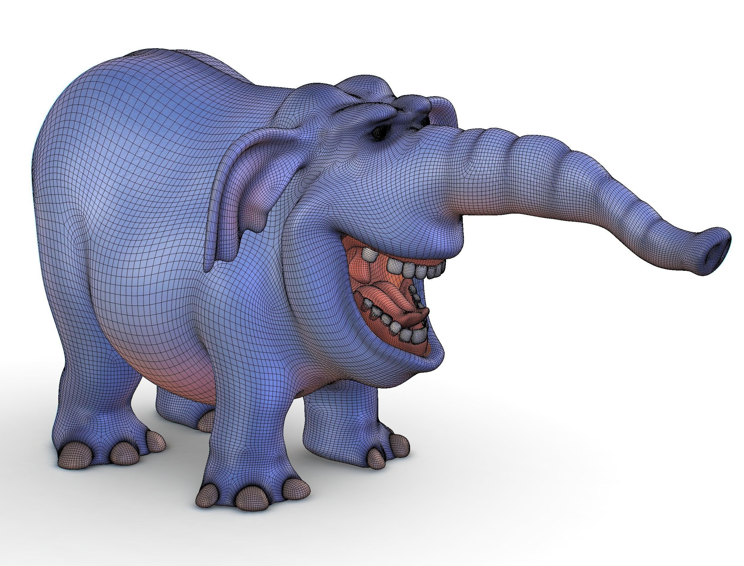 Subdivision Cartoon Animal Mammal Elephant - Maya file included 3D model_15
