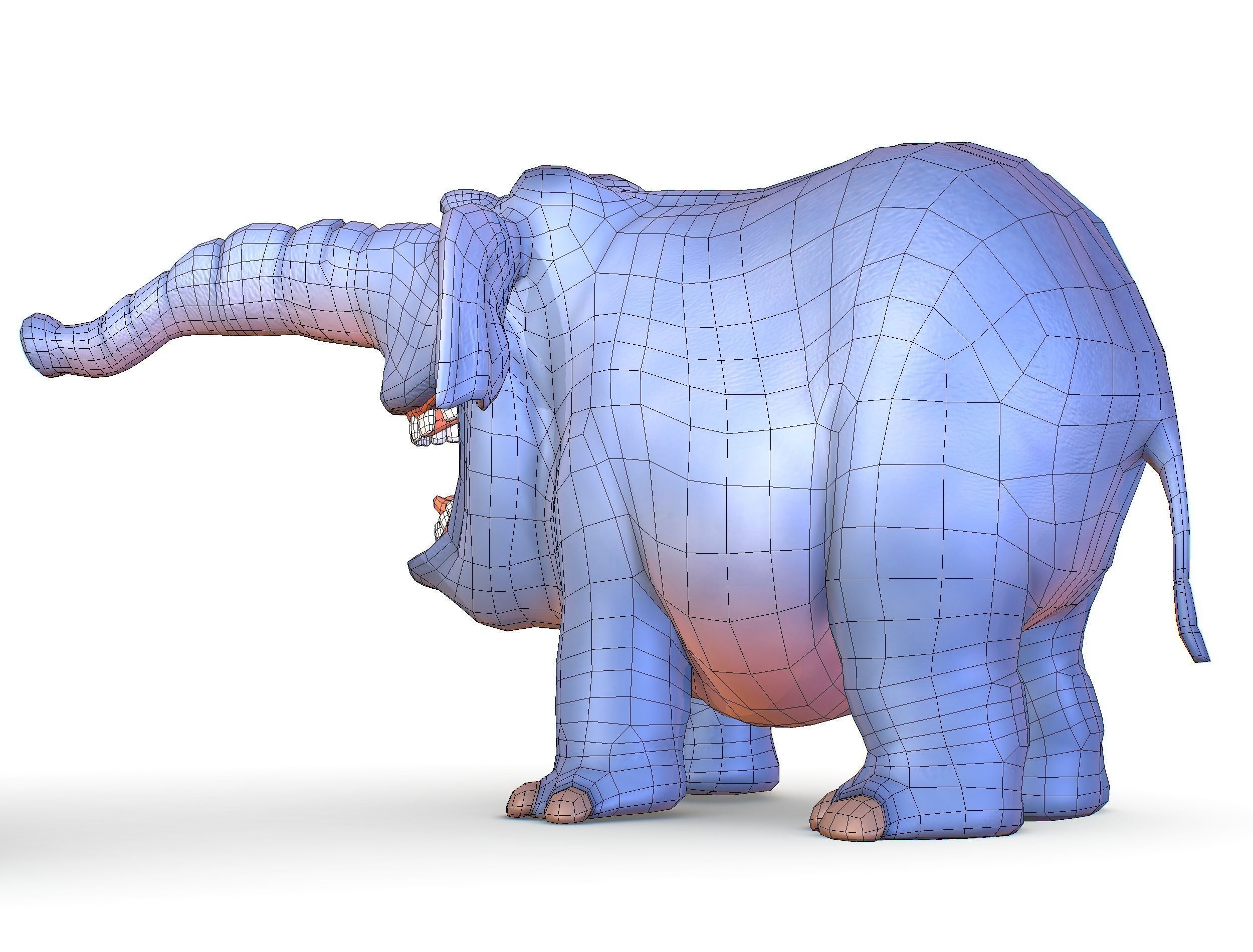 Subdivision Cartoon Animal Mammal Elephant - Maya file included 3D model_18