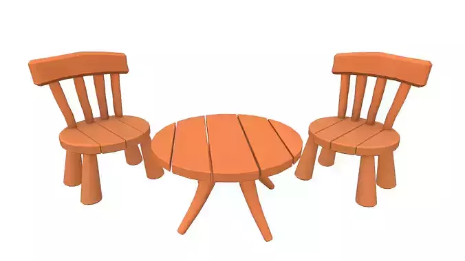 Cartoon Chair and Table