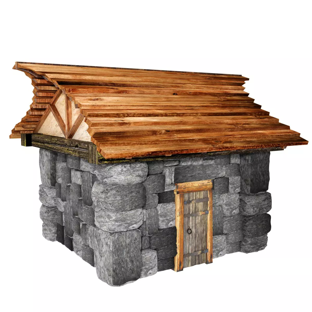 Small Medeval House 3D model_0