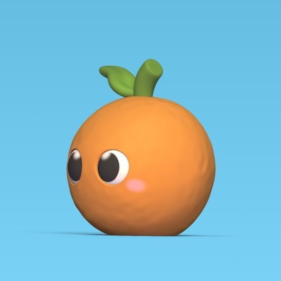 Orange plastic ball with two eyes 3D print model_1