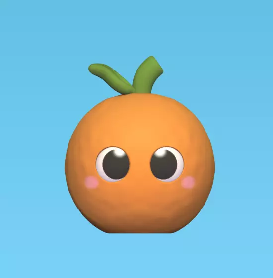 Orange plastic ball with two eyes 3D print model_0