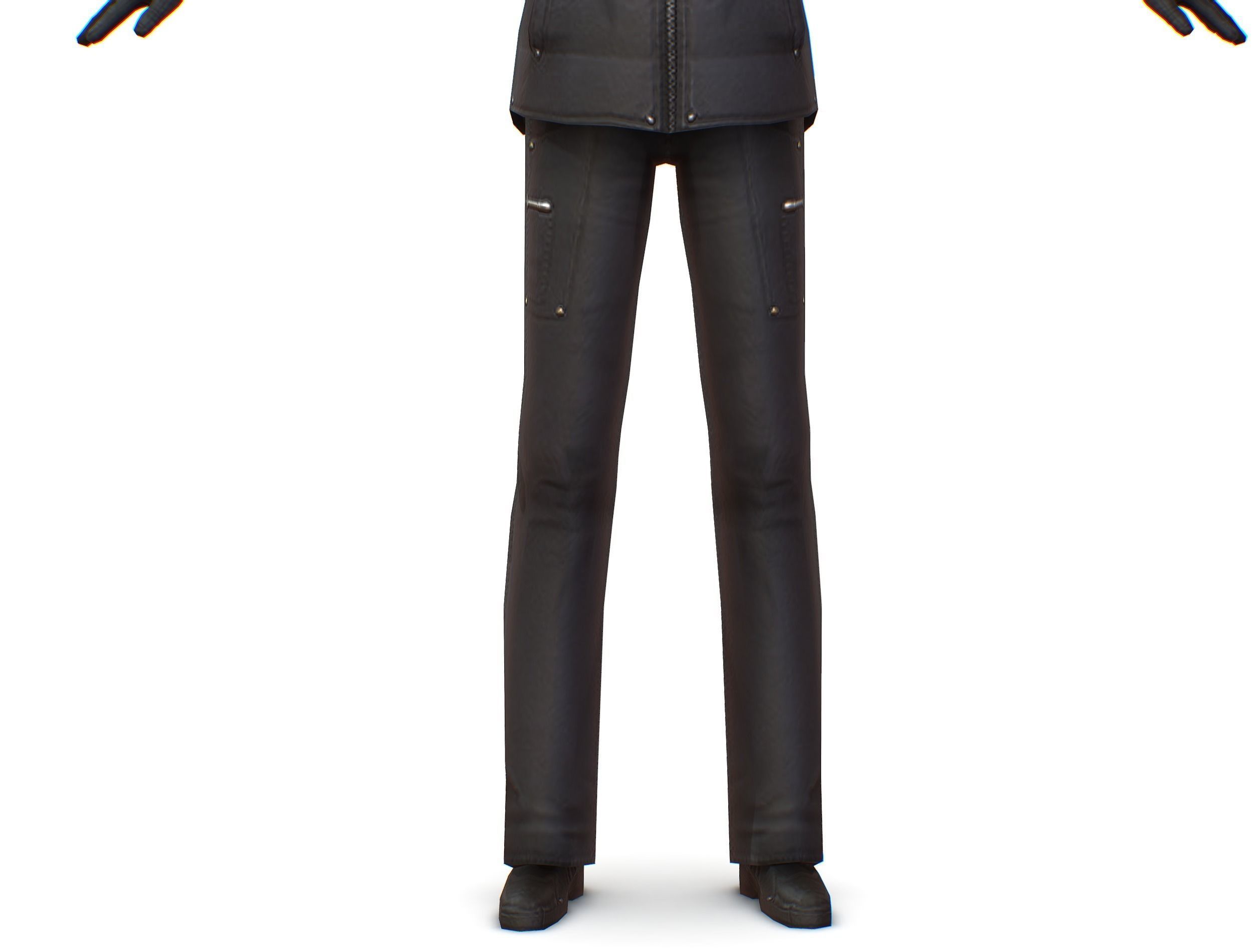 A young girl in a down jacket a ski suit Low-poly 3D model_13