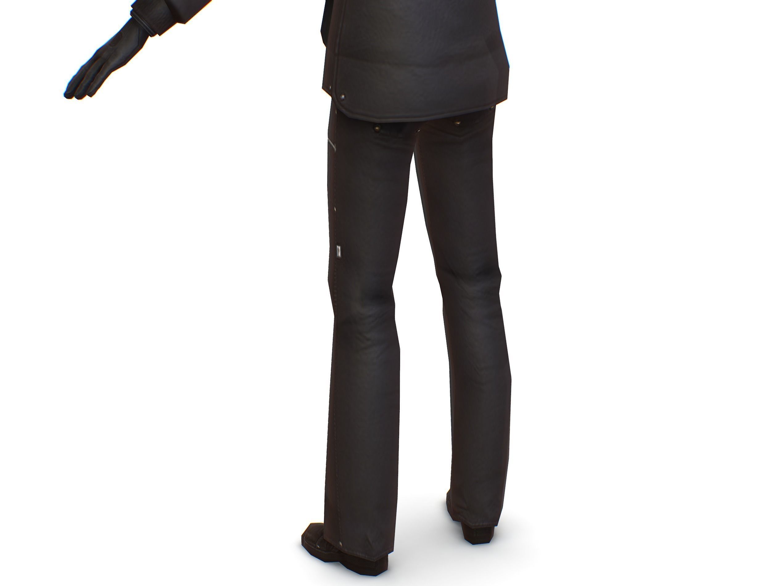 A young girl in a down jacket a ski suit Low-poly 3D model_14