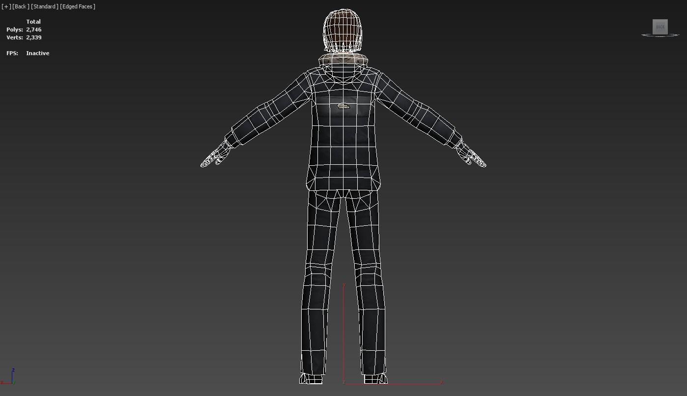 A young girl in a down jacket a ski suit Low-poly 3D model_20