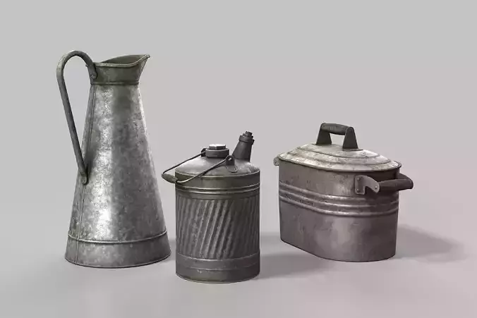 Antique metal containers set