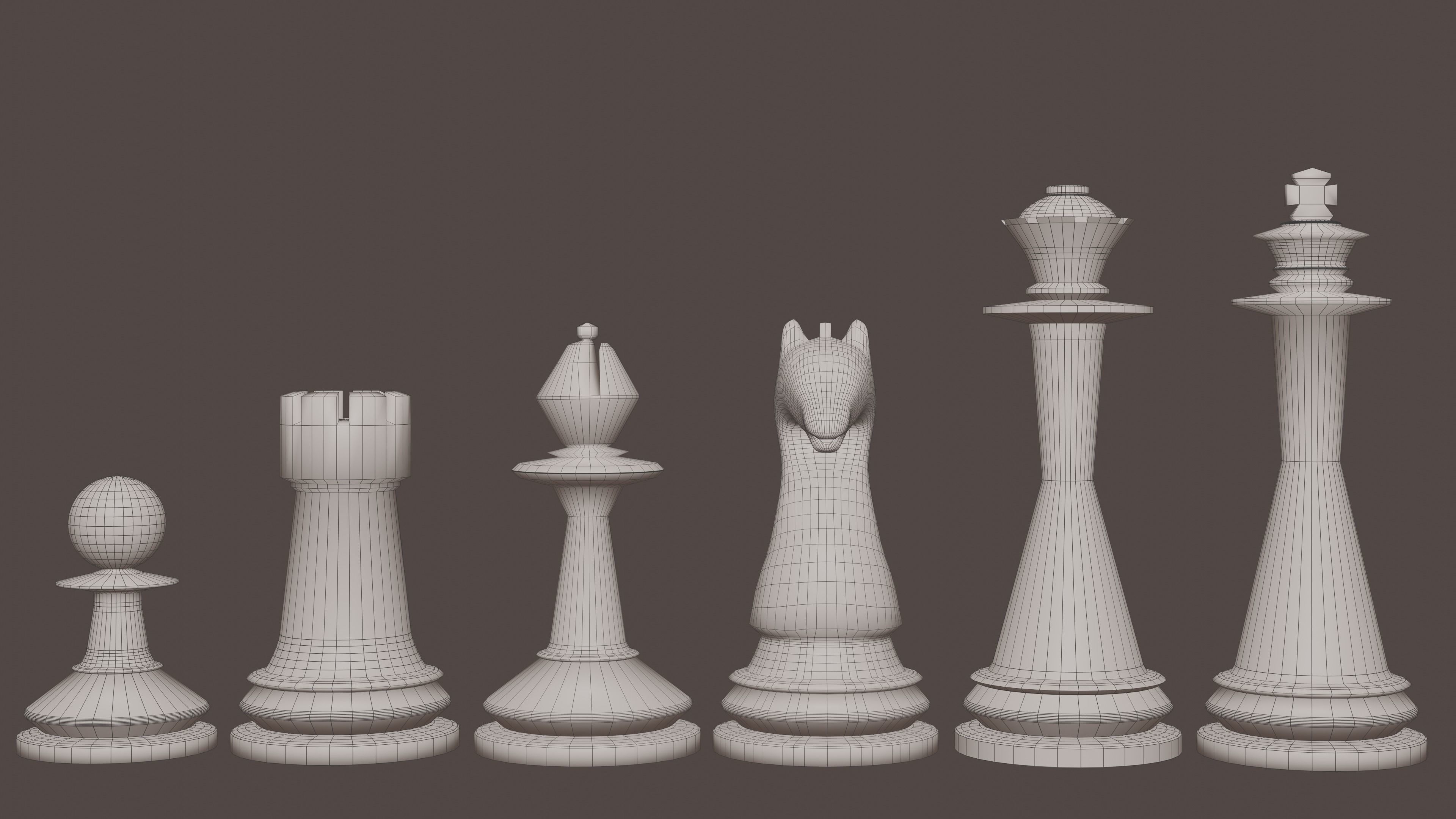 Chess Set piece Low-poly 3D model_5