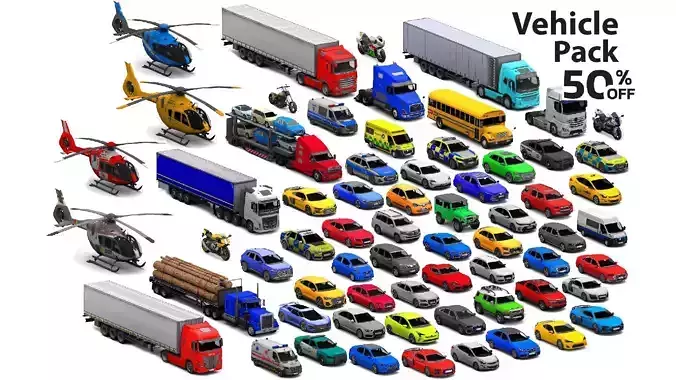 Vehicle-Pack Low-poly 3D model