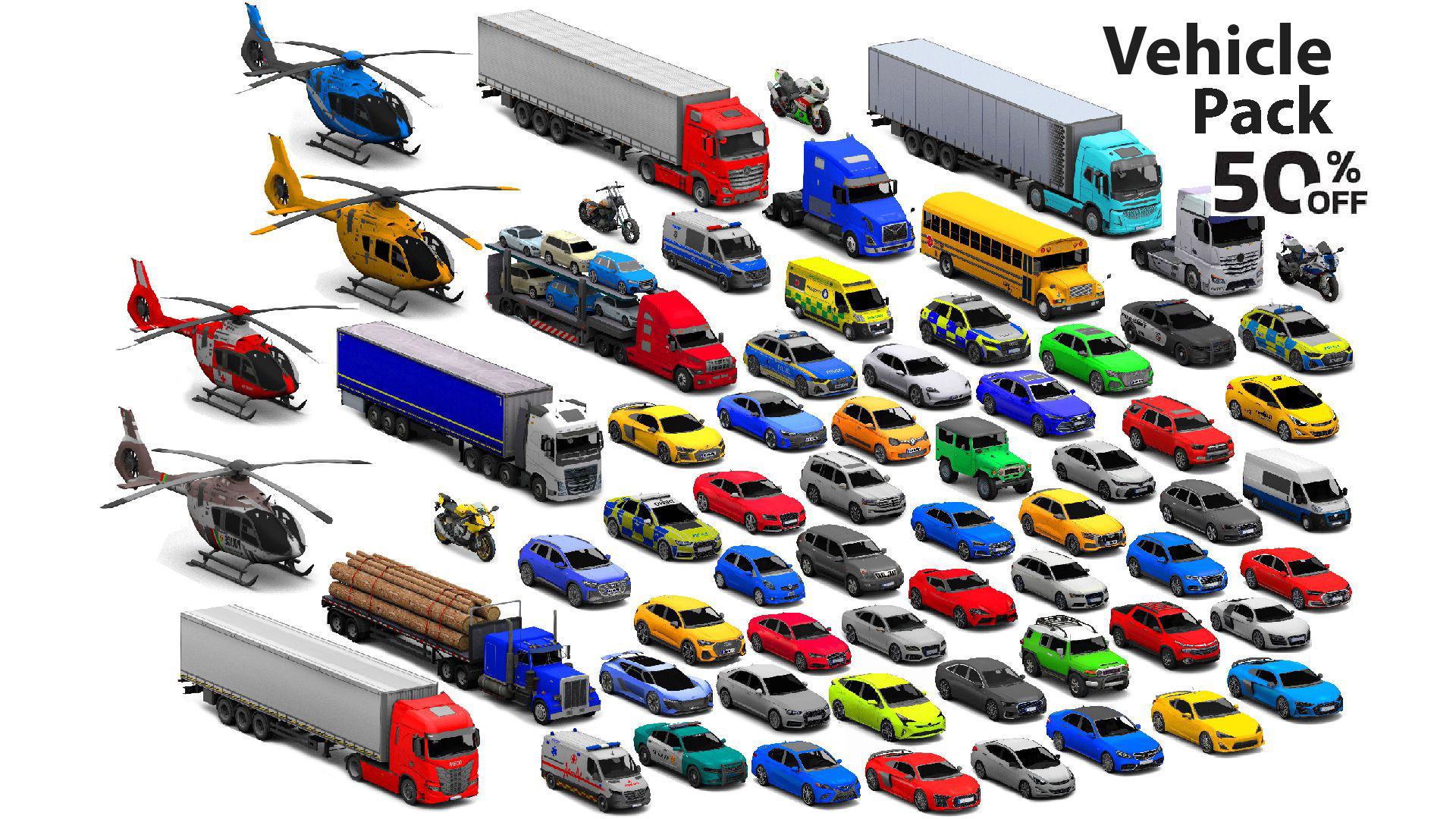 3D model Vehicle-Pack VR / AR / low-poly | CGTrader