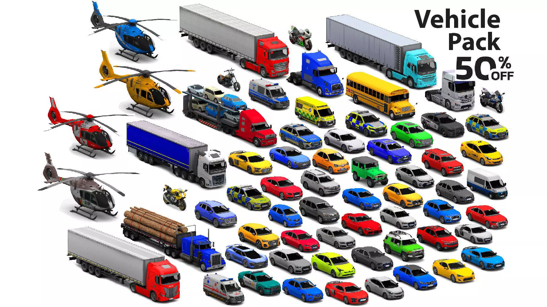 Vehicle-Pack Low-poly 3D model_0