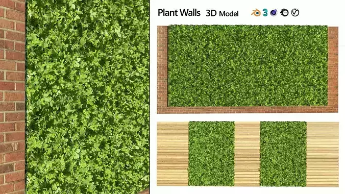 Green wall Low-poly 3D model