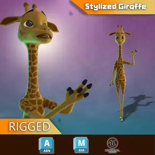 Stylized Giraffe Rigged Low-poly 3D model