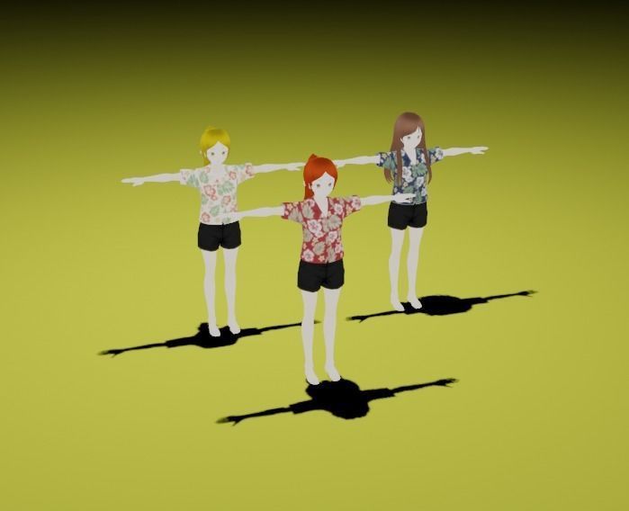 Anime Girl Characters - Beach Style 3D model_3