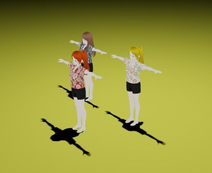 Anime Girl Characters - Beach Style 3D model_2